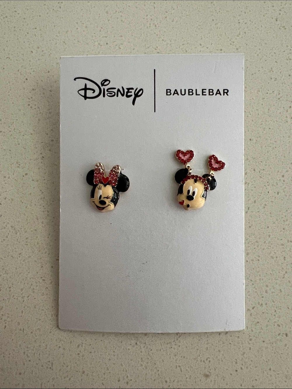 BaubleBar Disney Minnie Mouse Red and Black Heart Stud Earrings